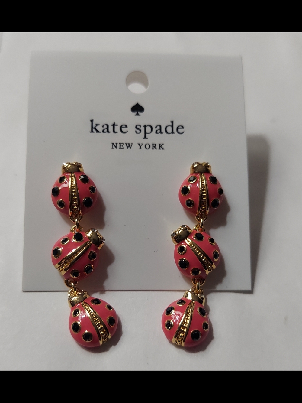 kate spade Pink Ladybug Drop Earrings.